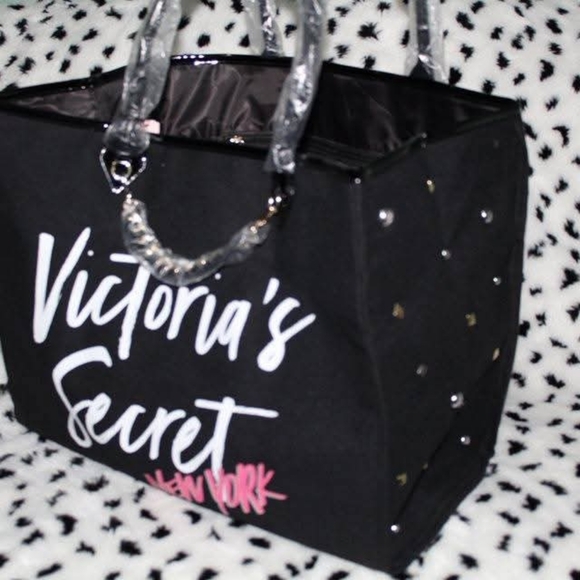 VICTORIA'S SECRET Angel City Tote Luxe-Black with Pink New York Bag - Picture 4 of 5